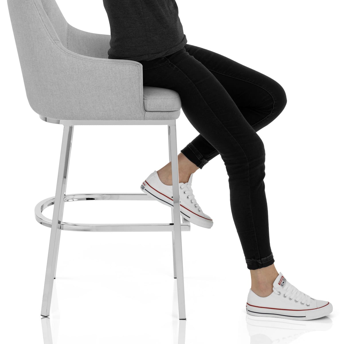 Orion Bar Stool Grey Fabric Frame Image