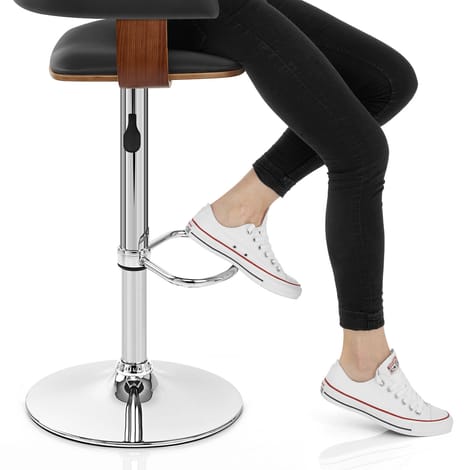 Orlando Bar Stool Black & Walnut Frame Image