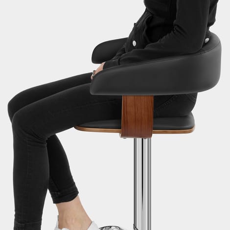 Orlando Bar Stool Black & Walnut Seat Image