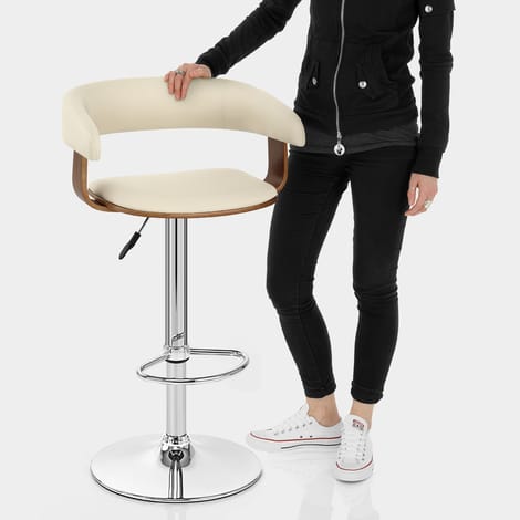 Orlando Bar Stool Cream & Walnut Features Image