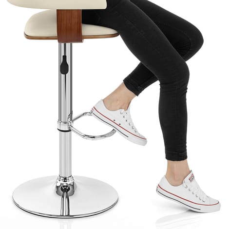 Orlando Bar Stool Cream & Walnut Frame Image