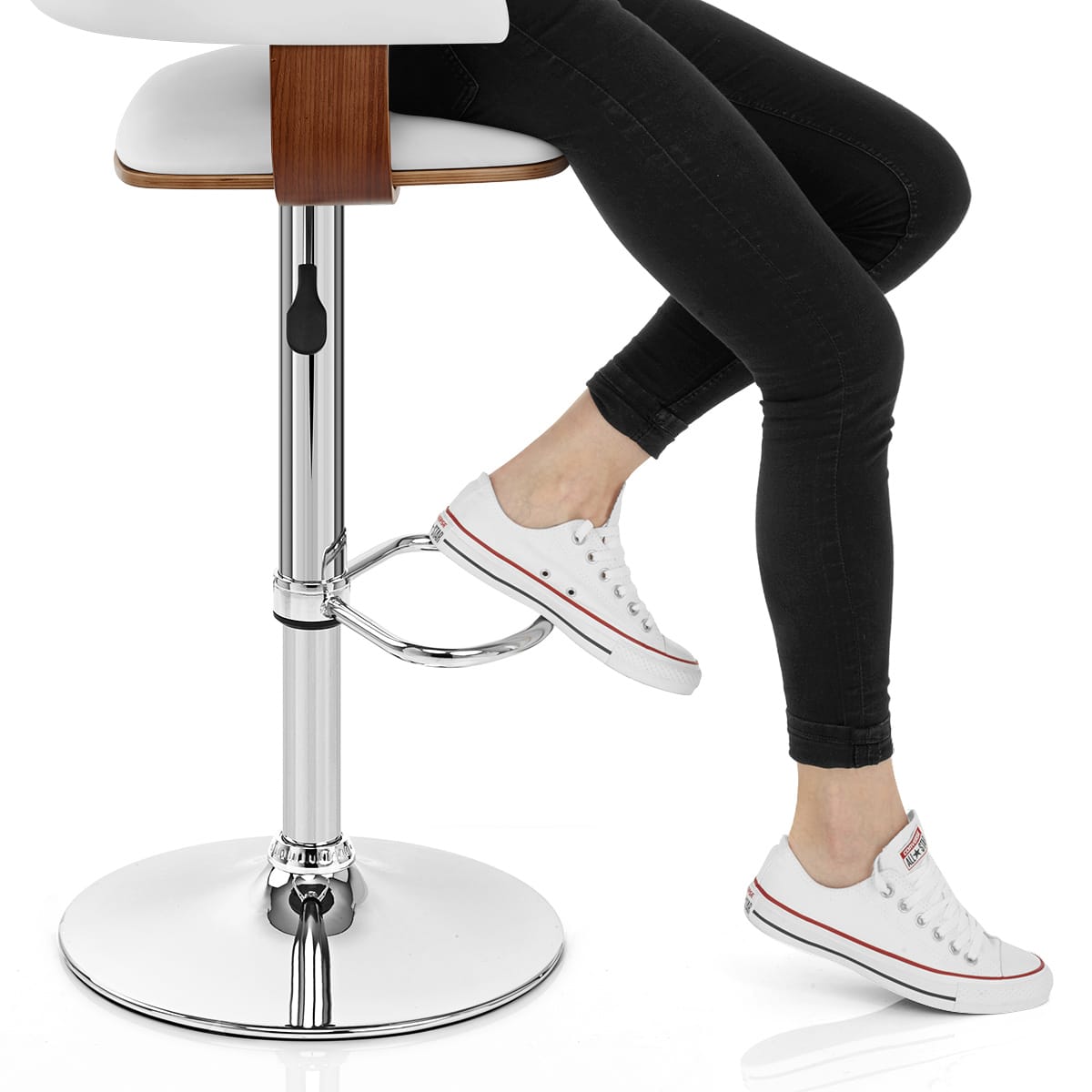 Orlando Bar Stool White & Walnut Frame Image