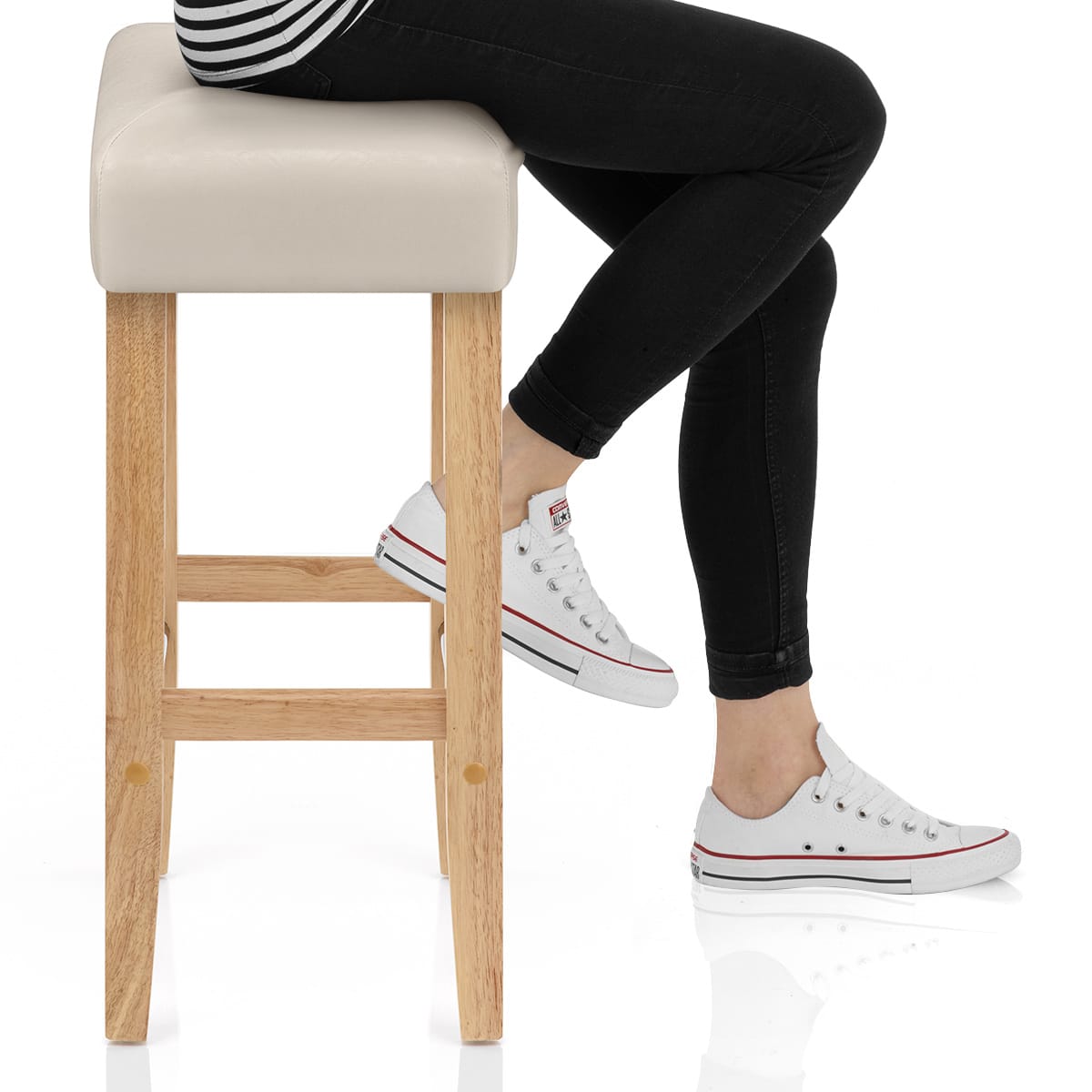 Otis Oak Bar Stool Cream Frame Image