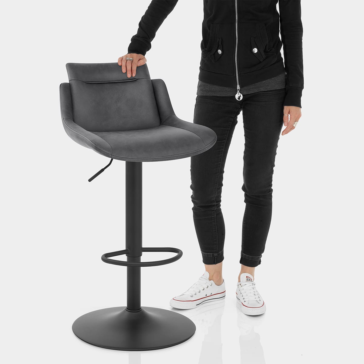 Pablo Bar Stool Dark Grey Features Image