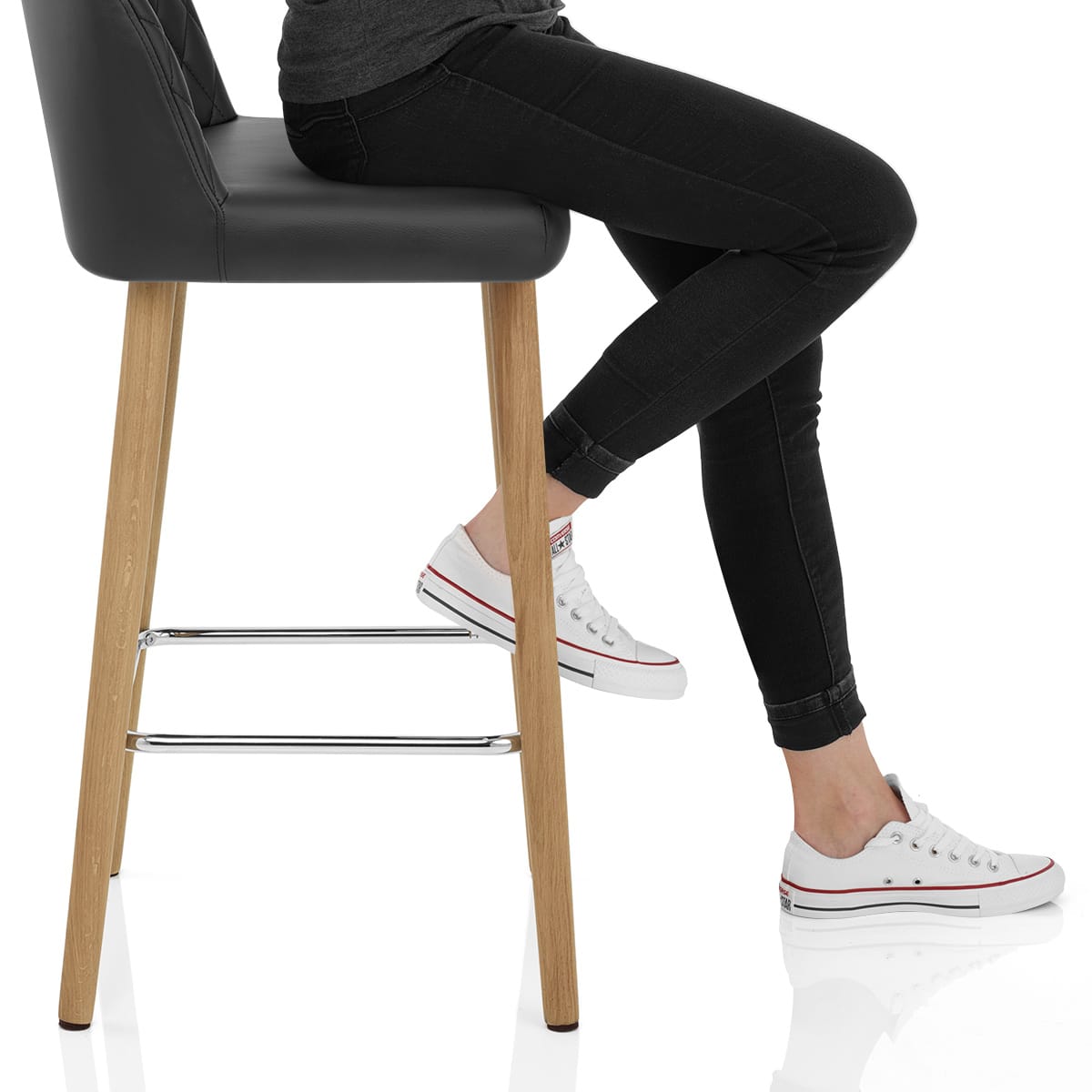 Pacific Wooden Stool Black Frame Image