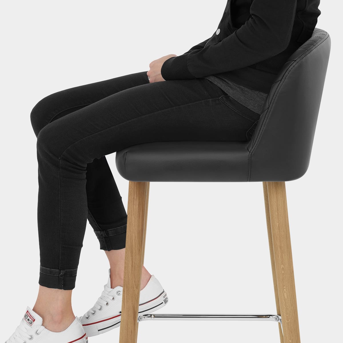 Pacific Wooden Stool Black Seat Image