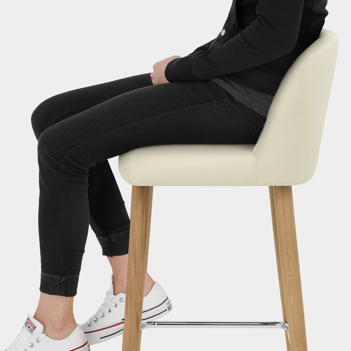 Pacific Wooden Stool Cream Seat Image