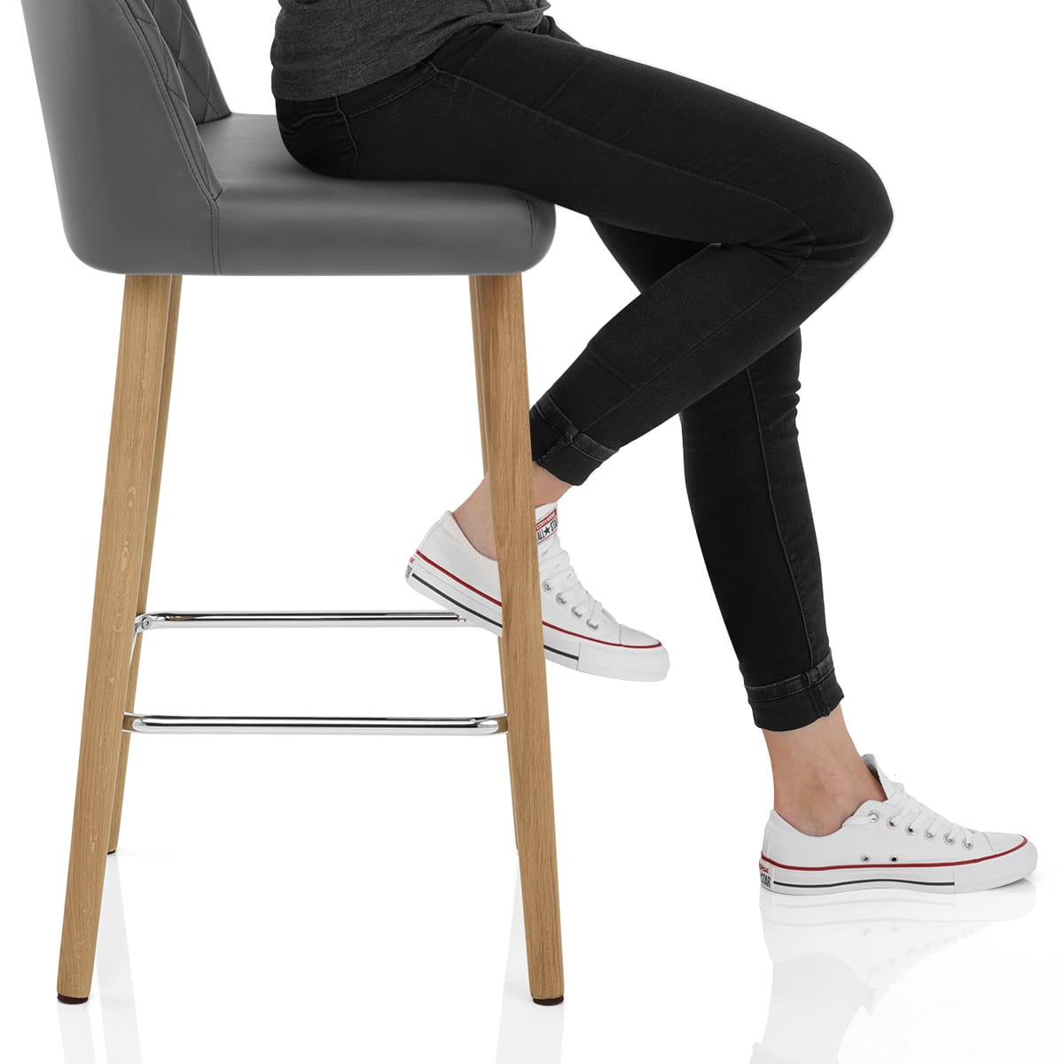 Pacific Wooden Stool Grey Frame Image