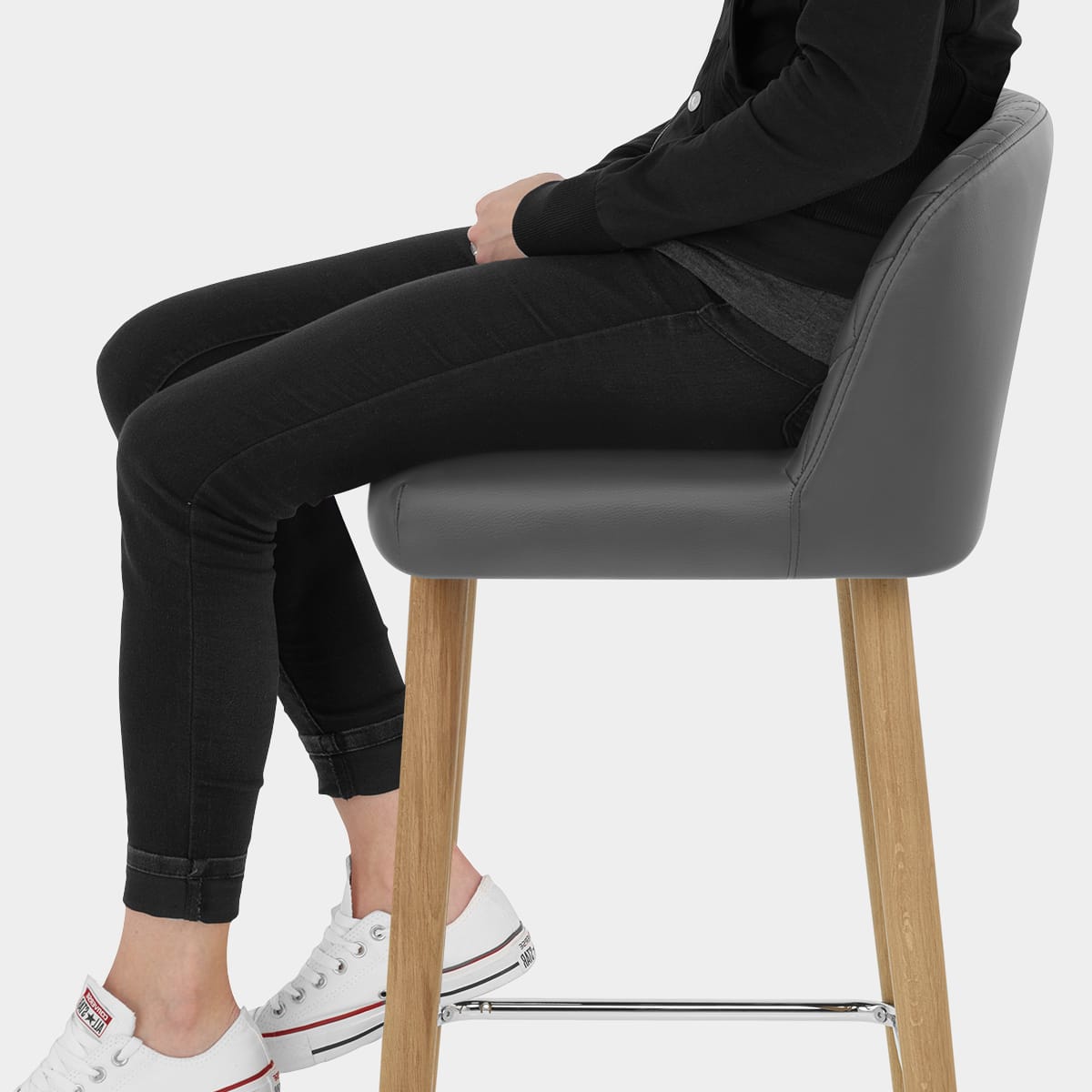 Pacific Wooden Stool Grey Seat Image