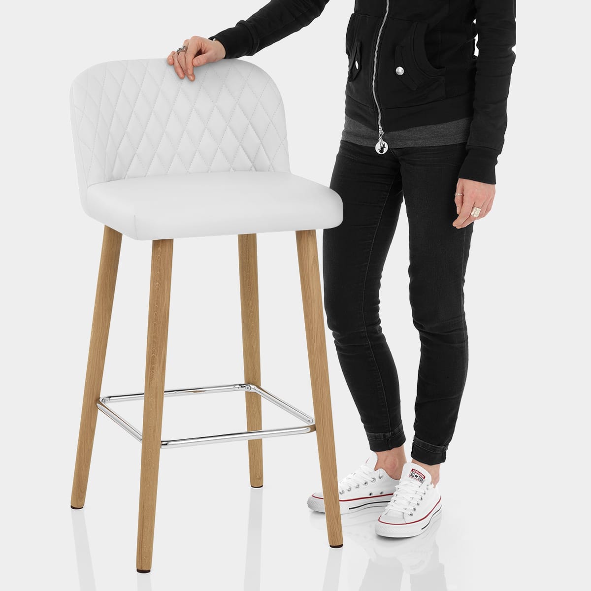 Pacific Wooden Stool White Features Image