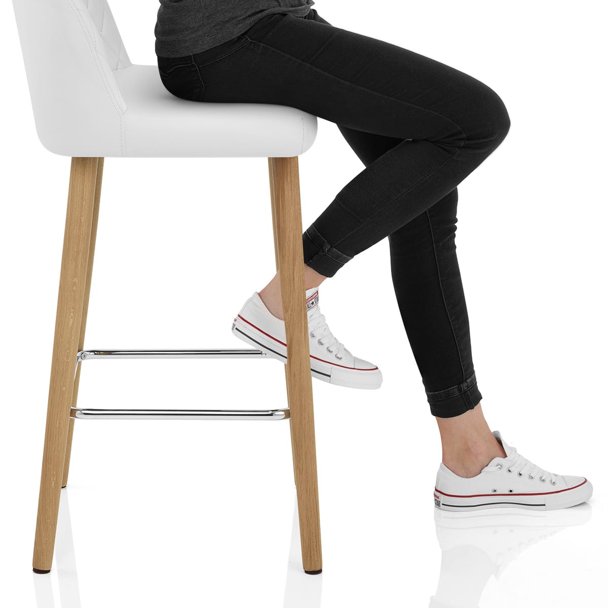 Pacific Wooden Stool White Frame Image