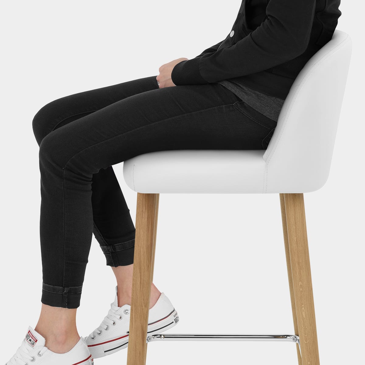 Pacific Wooden Stool White Seat Image