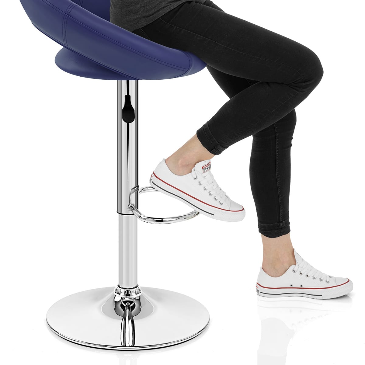Padded Crescent Bar Stool Blue Frame Image