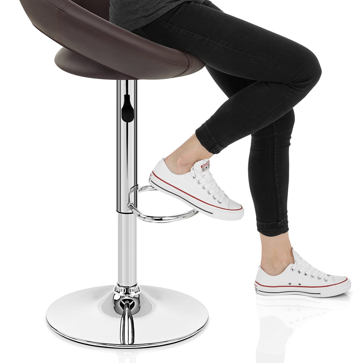Padded Crescent Bar Stool Brown Frame Image