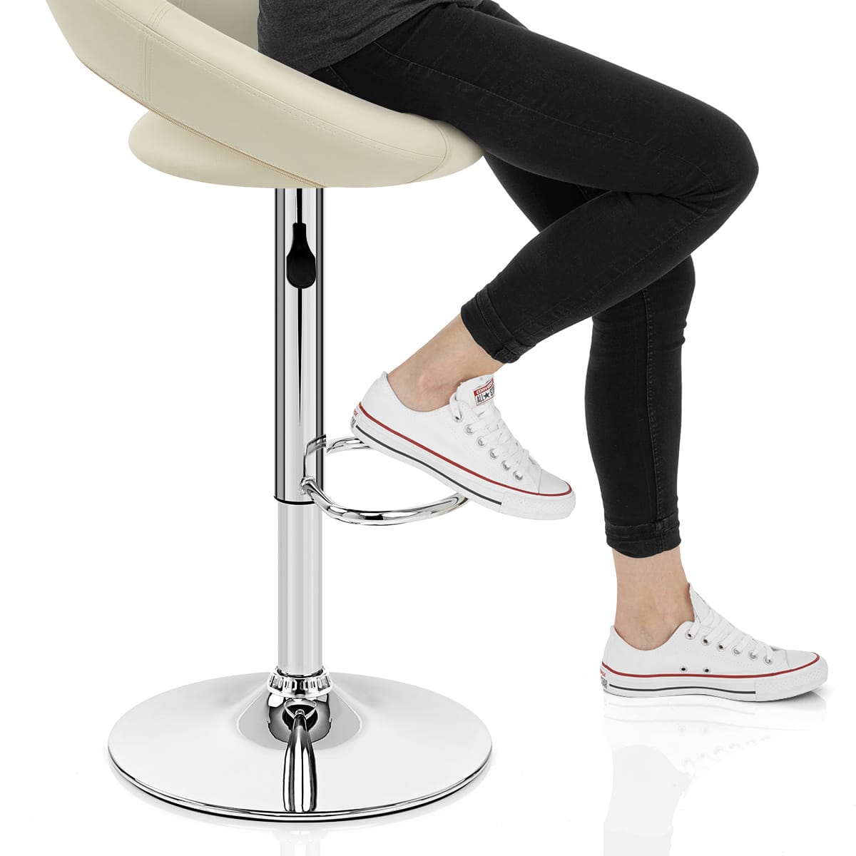 Padded Crescent Bar Stool Cream Frame Image