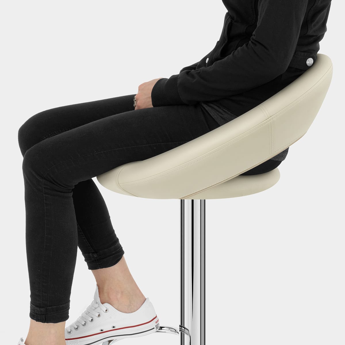 Padded Crescent Bar Stool Cream Seat Image