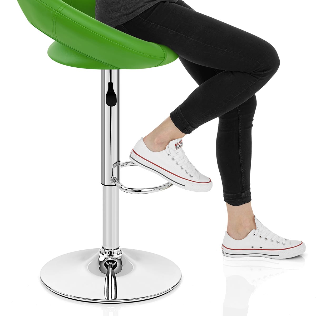 Padded Crescent Bar Stool Green Frame Image
