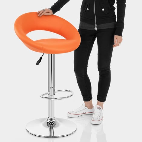 Padded Crescent Bar Stool Orange Features Image