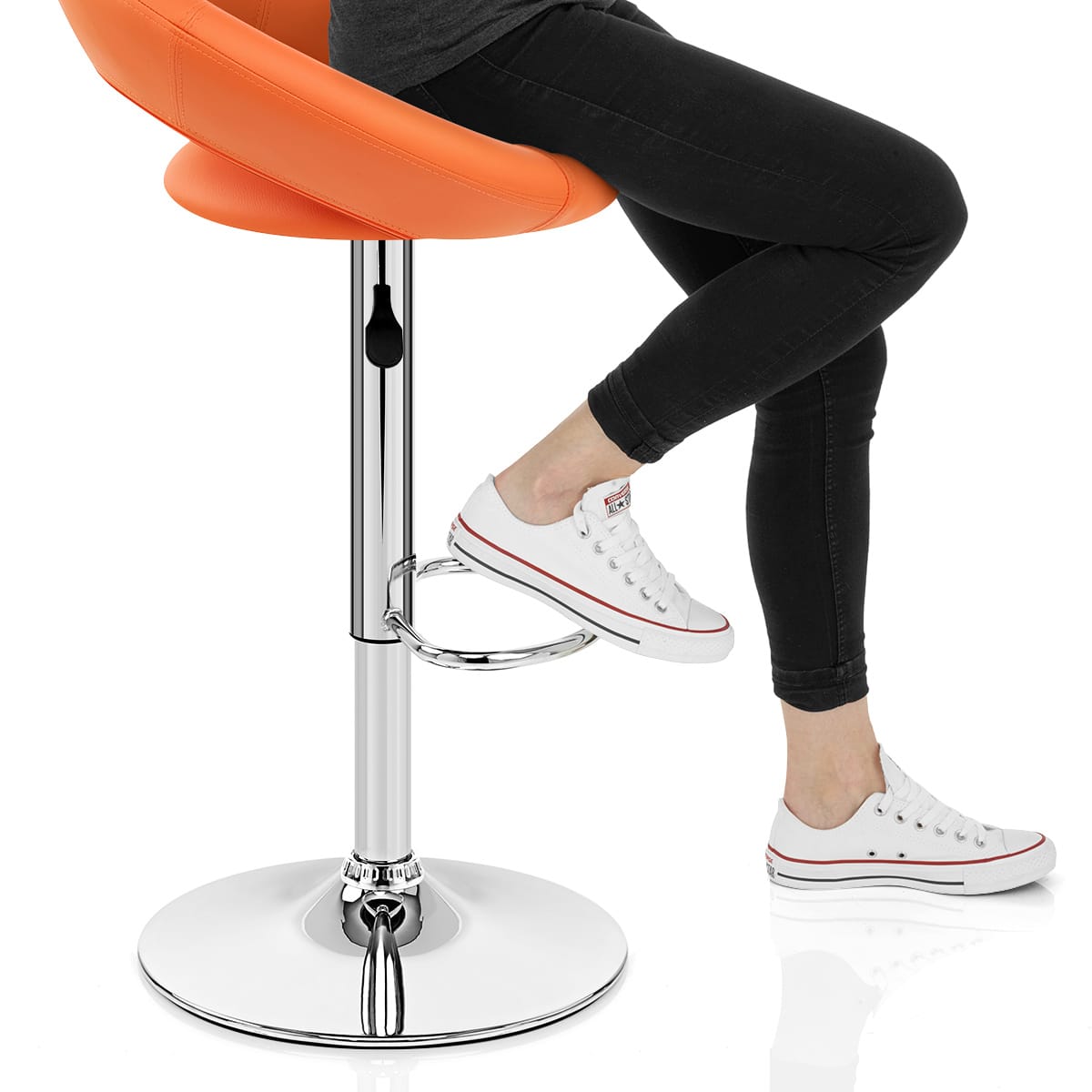 Padded Crescent Bar Stool Orange Frame Image