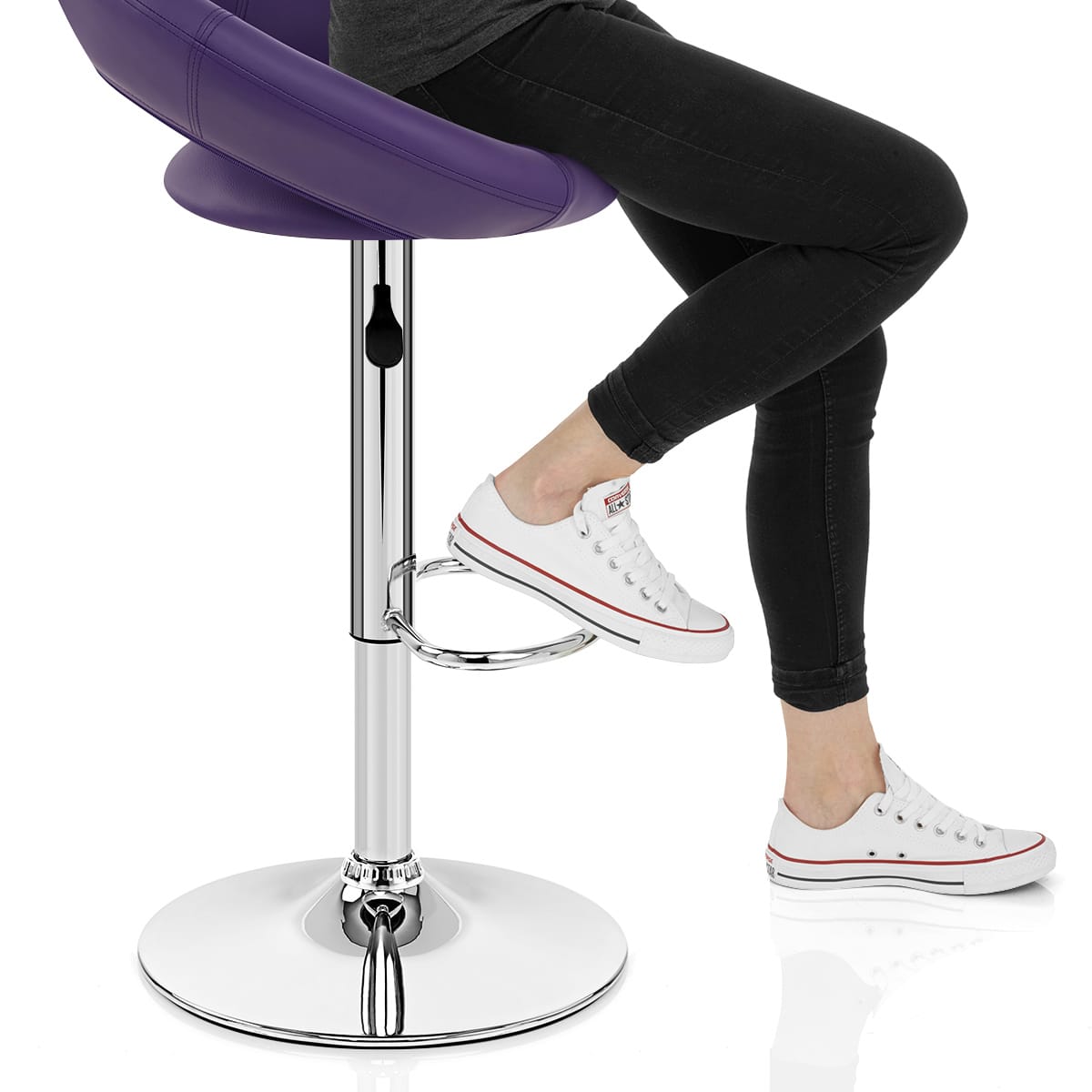 Padded Crescent Bar Stool Purple Frame Image