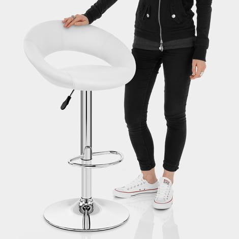 Padded Crescent Bar Stool White Features Image