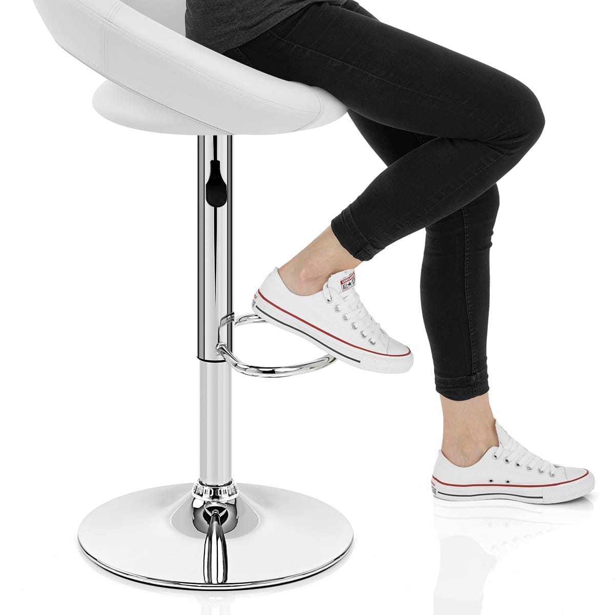Padded Crescent Bar Stool White Frame Image