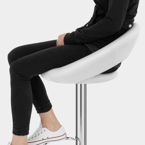 Padded Crescent Bar Stool White Seat Image