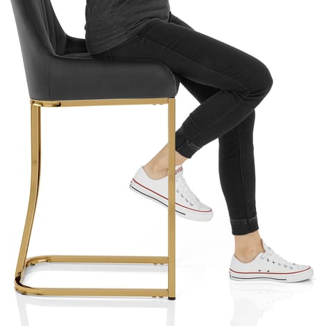 Paget Bar Stool Black Velvet Frame Image