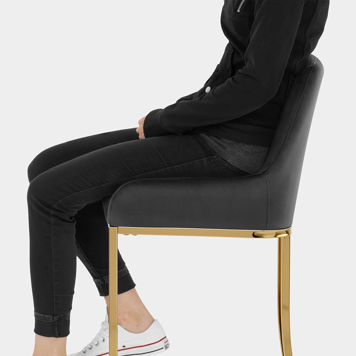 Paget Bar Stool Black Velvet Seat Image