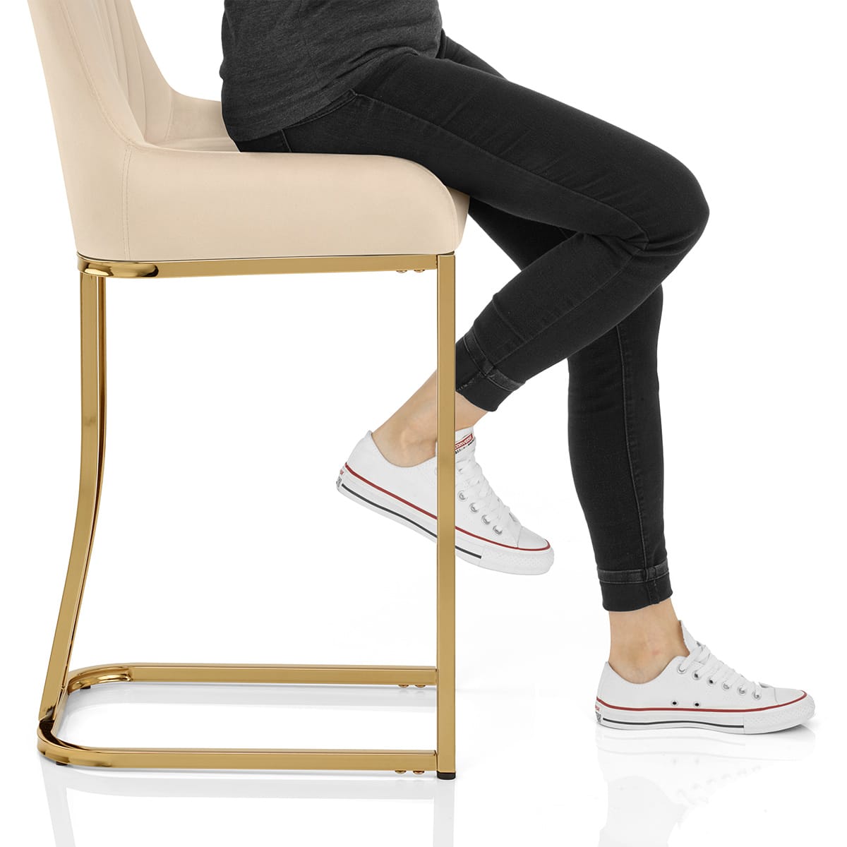 Paget Bar Stool Champagne Velvet Frame Image