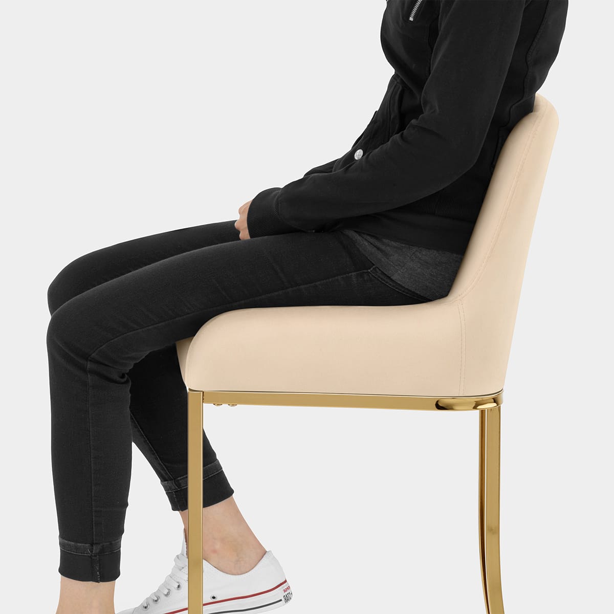 Paget Bar Stool Champagne Velvet Seat Image