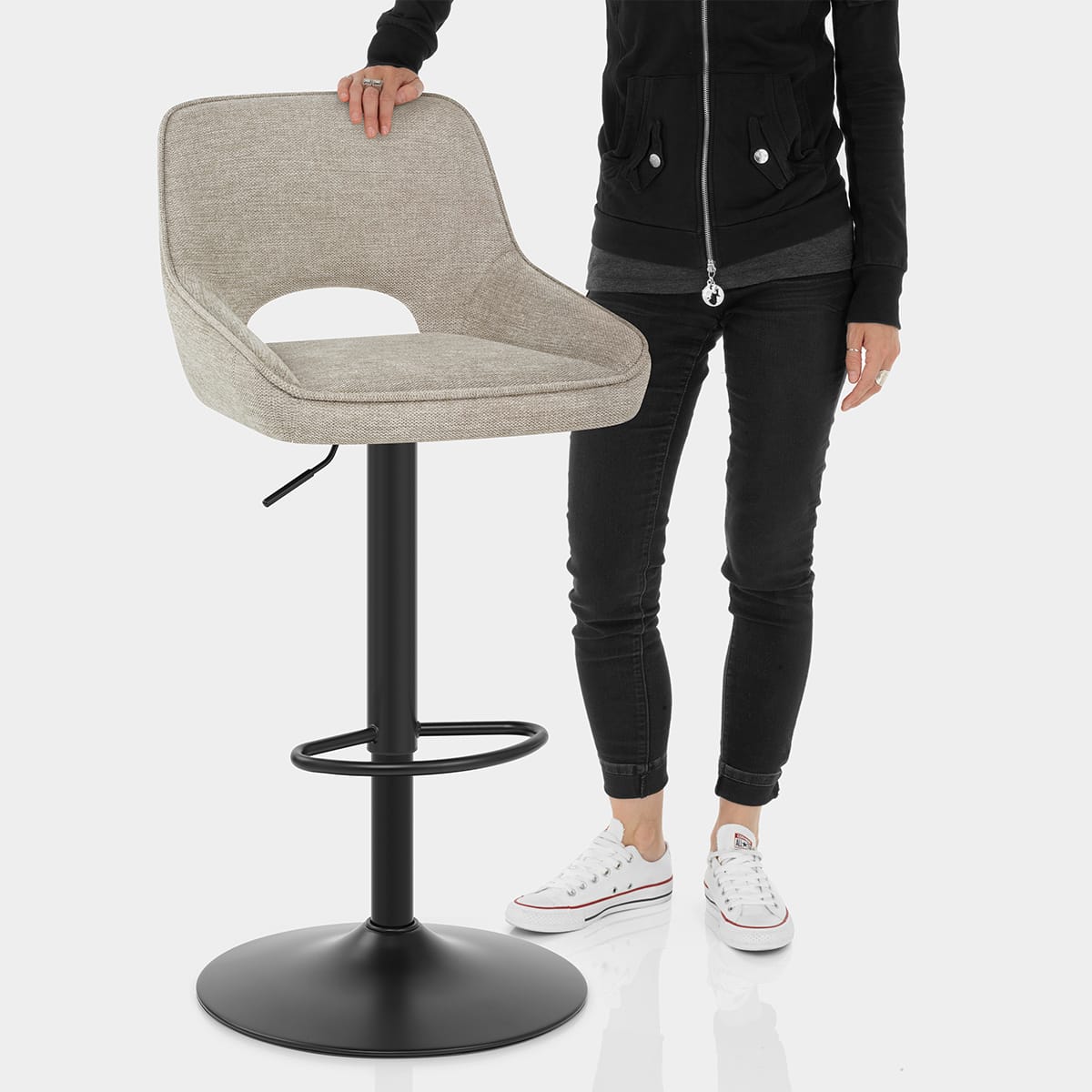 Paris Bar Stool Beige Fabric Features Image