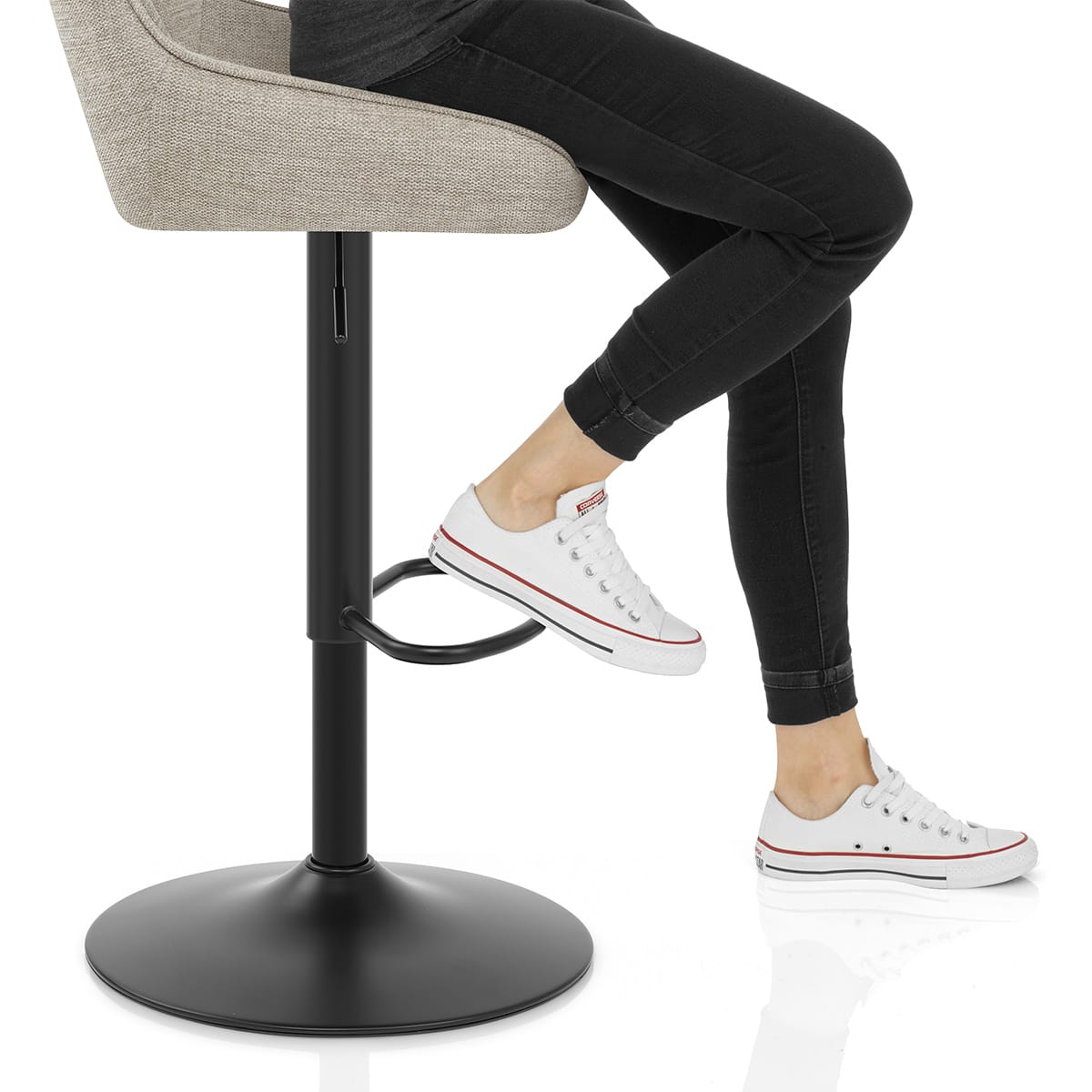 Paris Bar Stool Beige Fabric Frame Image