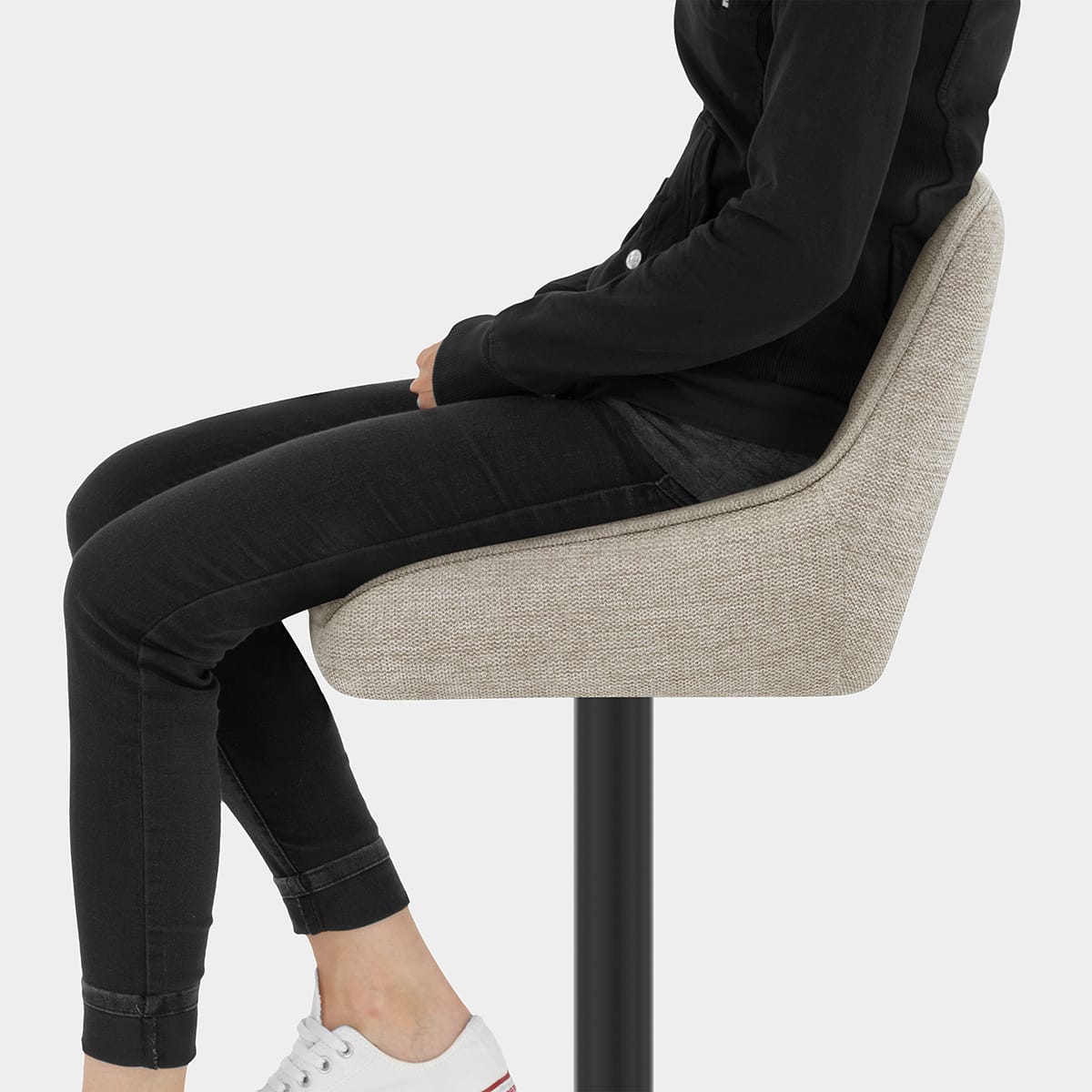 Paris Bar Stool Beige Fabric Seat Image