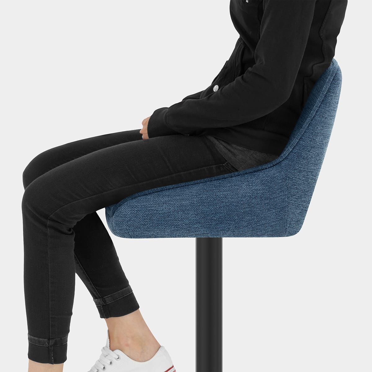 Paris Bar Stool Blue Fabric Seat Image