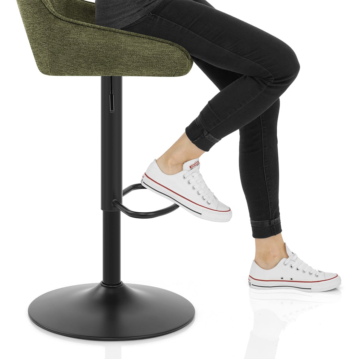 Paris Bar Stool Green Fabric Frame Image