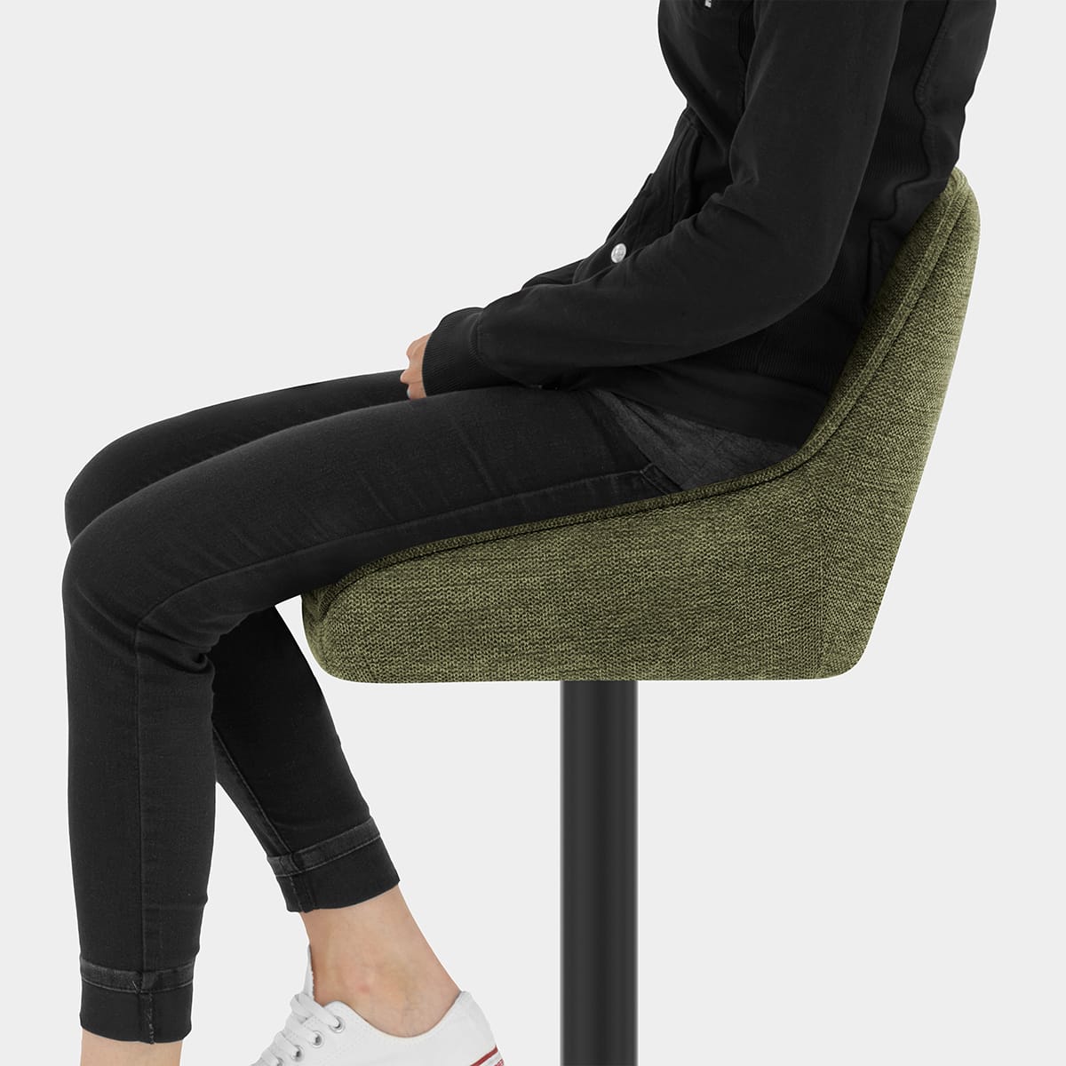 Paris Bar Stool Green Fabric Seat Image