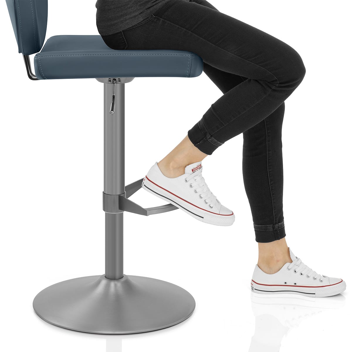 Pearl Real Leather Stool Blue Frame Image