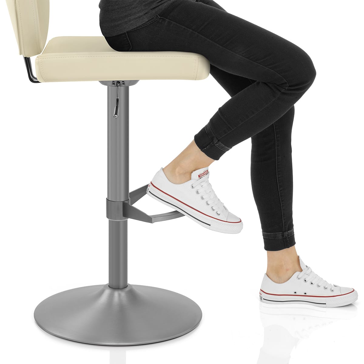 Pearl Real Leather Stool Cream Frame Image