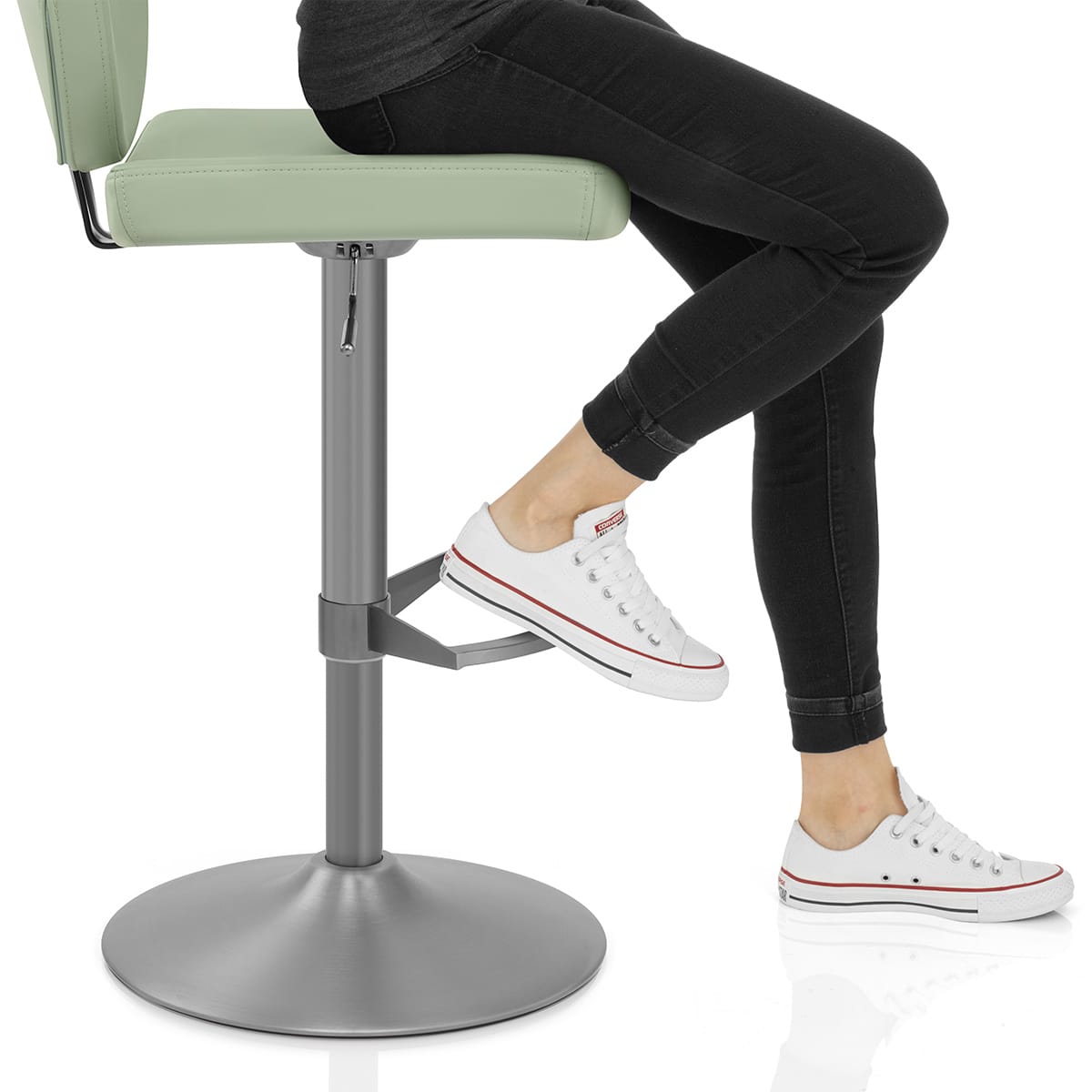 Pearl Real Leather Stool Green Frame Image