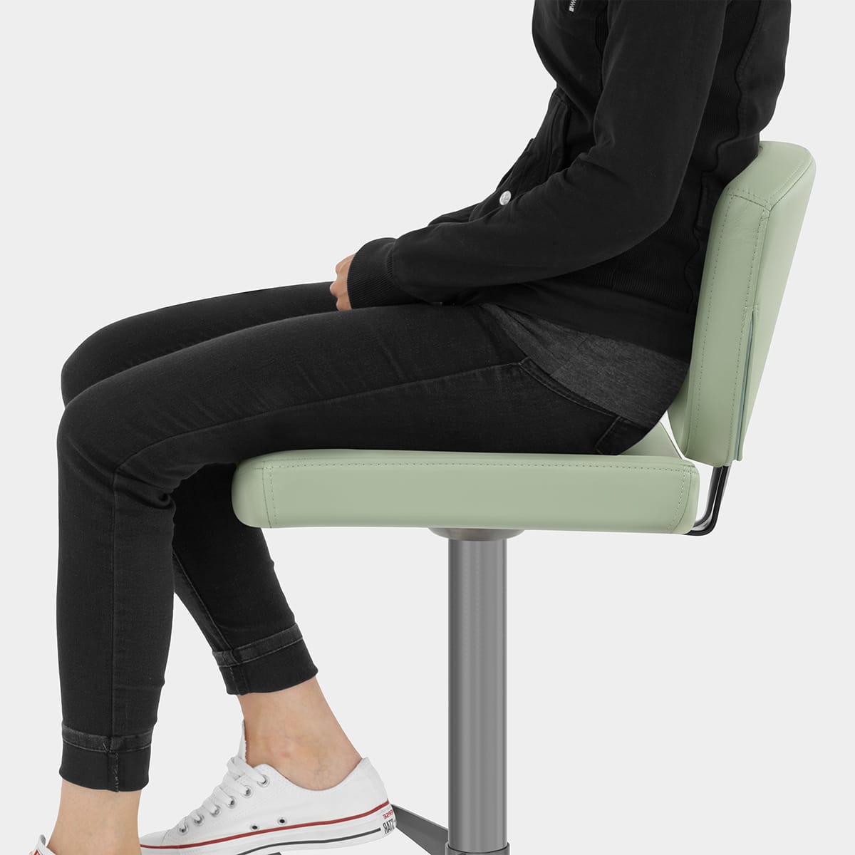 Pearl Real Leather Stool Green Seat Image