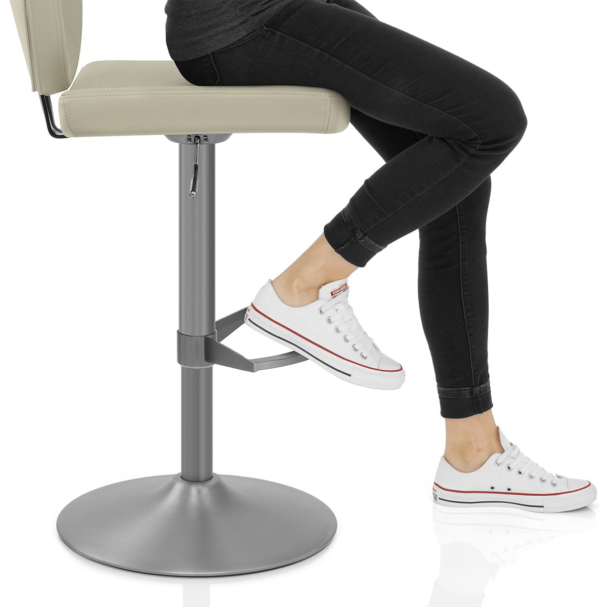 Pearl Real Leather Stool Taupe Frame Image