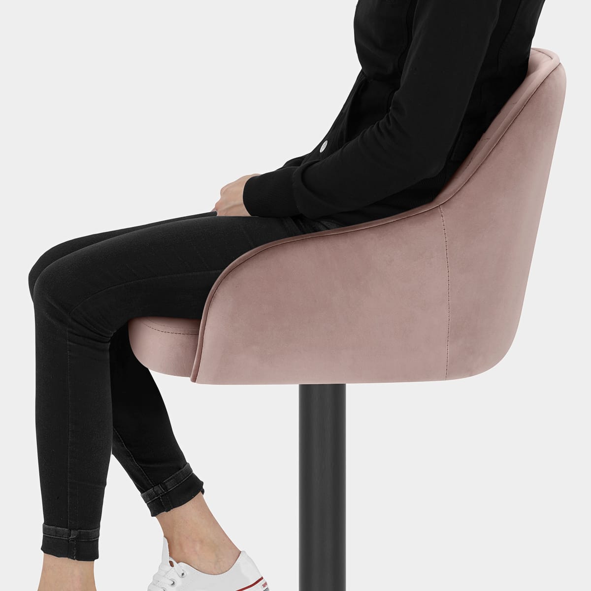 Perth Bar Stool Pink Velvet Seat Image