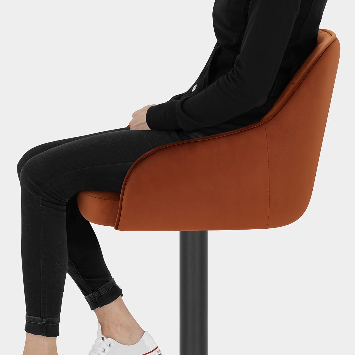 Perth Bar Stool Rust Velvet Seat Image