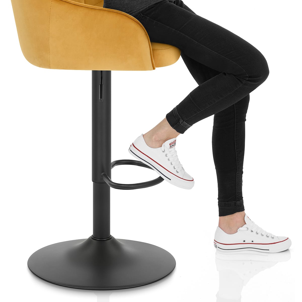 Perth Bar Stool Yellow Velvet Frame Image