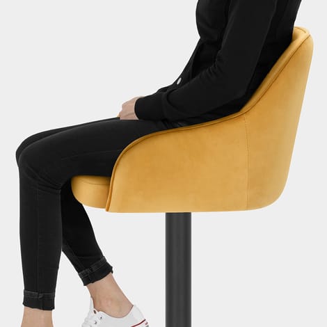 Perth Bar Stool Yellow Velvet Seat Image