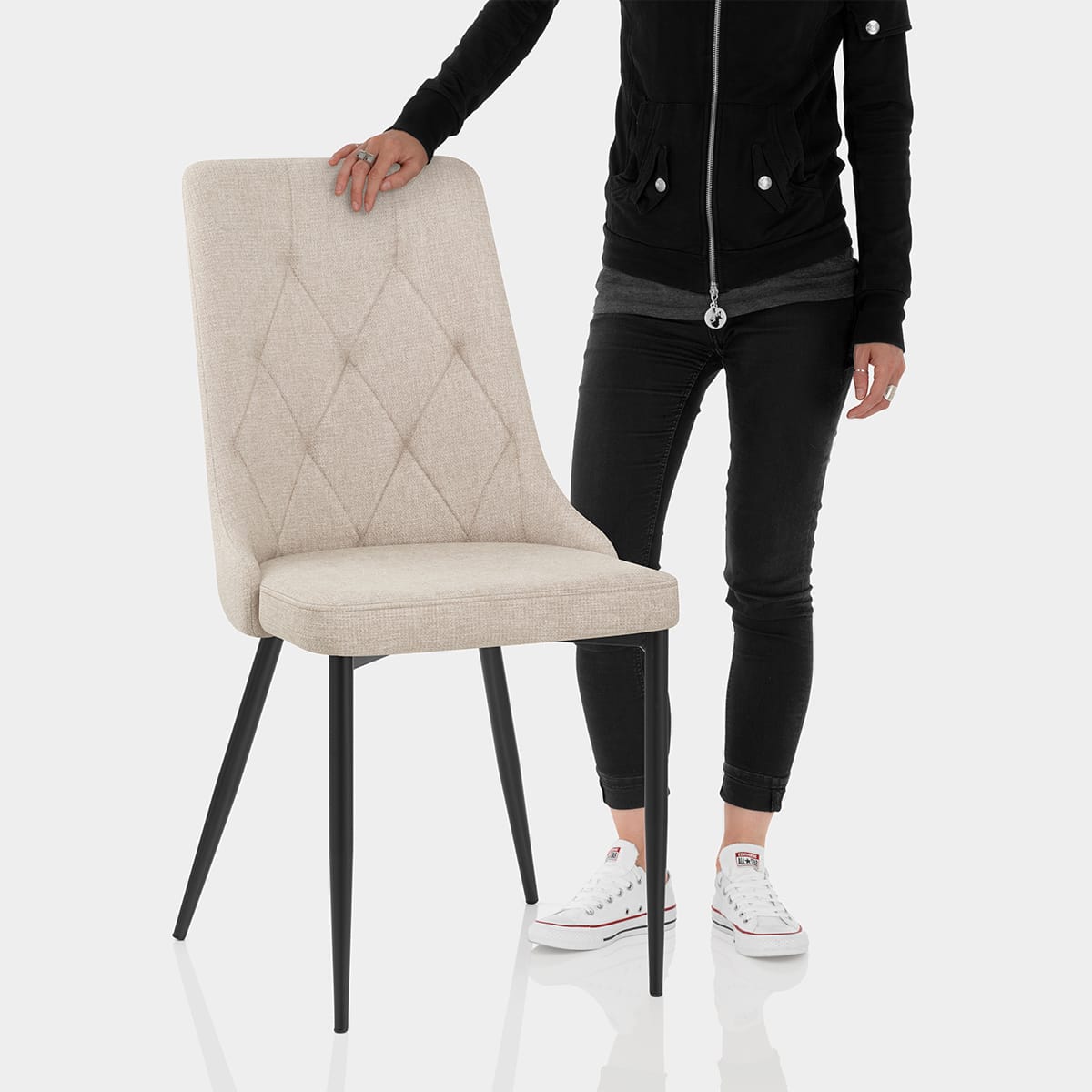 Phoebe Dining Chair Beige Fabric Features Image