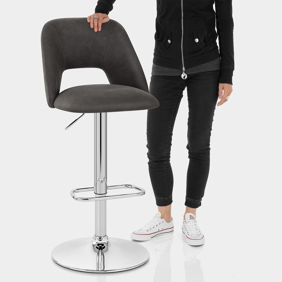 Phoenix Bar Stool Charcoal Features Image