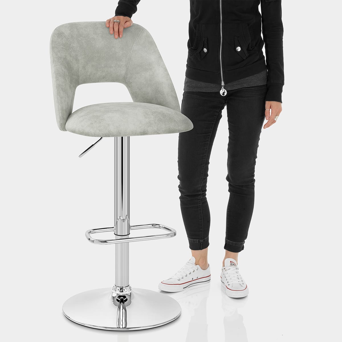 Phoenix Bar Stool Grey Features Image