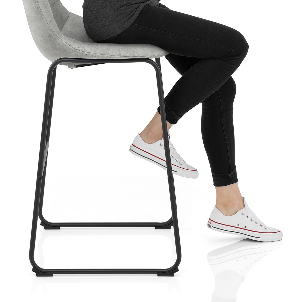 Platina Bar Stool Antique Light Grey Frame Image